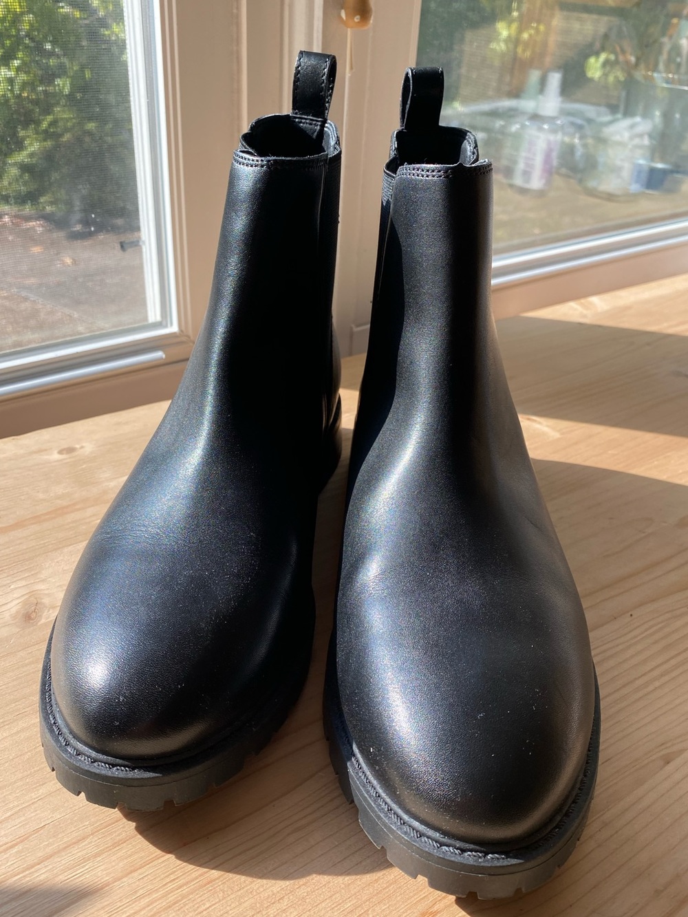 Steve Madden womens Lorali leather slip on ankle Chelsea boots black 10 medium